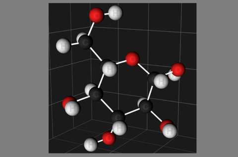 Распад сложных сахаров до глюкозы (на фото) происходит за счёт пищевого фермента – амилазы Распад сложных сахаров до глюкозы (на фото) происходит за счёт пищевого фермента – амилазы